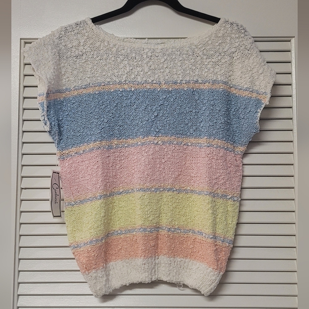Carducci - (NWT) Vintage Nubby Knit Striped Short-Sleeve Top